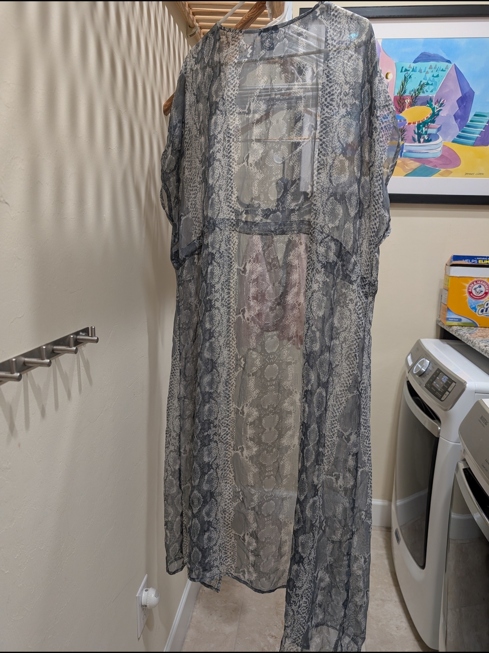 Steve Madden Sheer Snakeskin Print Duster Kimono - Gray